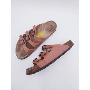 Viking Banff Sandals Slide Triple Strap Cork Footbed Tan Leather ‎ Size 38